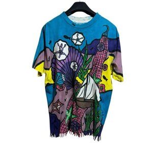 Vintage 90s Art Shirt AOP All Over Print Tee Single Stitch Abstract Colorful XL